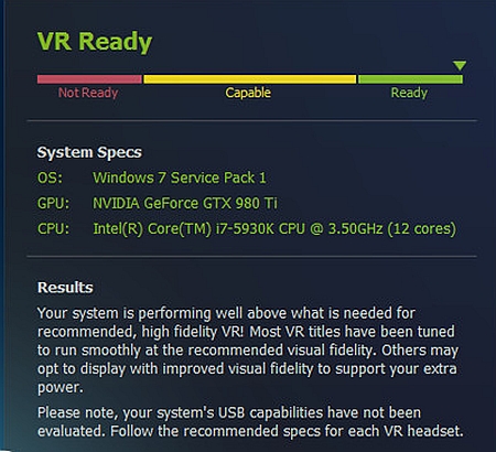 SteamVR Performance Test virtual reality games