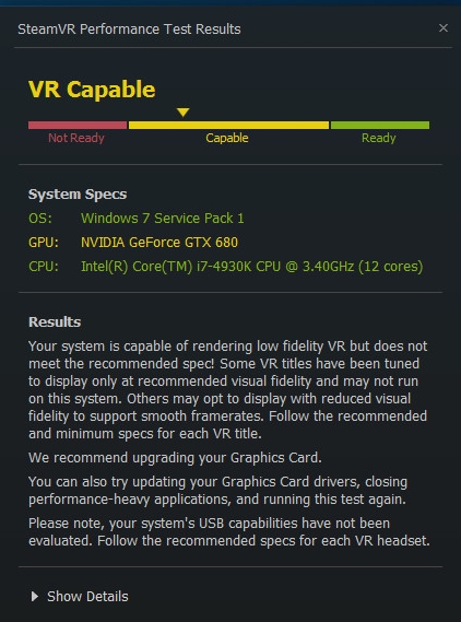 Oculus rift system clearance checker