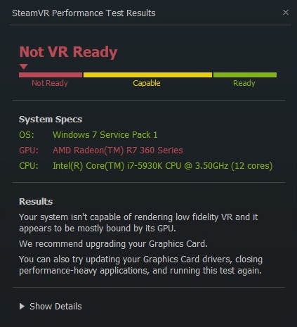 SteamVR Performance Test virtual reality